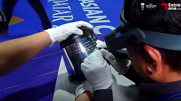 ببینید / لحظه حک شدن نام «قطر» روی کاپ قهرمانی جام ملت‌های آسیا 2023