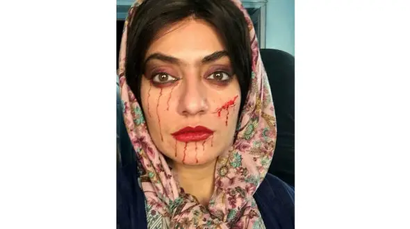 عکس کتک خوردن مهناز افشار پشت صحنه یک فیلم +عکس