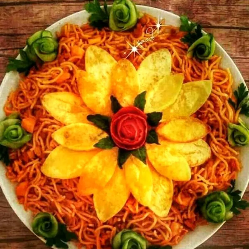 تزیین ماکارونی با سیب زمینی با بهترین رسپی برای ته دیگ خوشمزه خاص