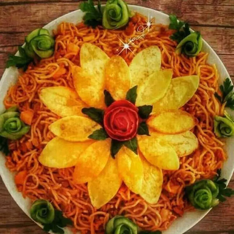 تزیین ماکارونی با سیب زمینی با بهترین رسپی برای ته دیگ خوشمزه خاص