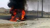 حادثه دلخراش در اتوبان تهران - قزوین/ راننده ام وی ام در آتش سوخت