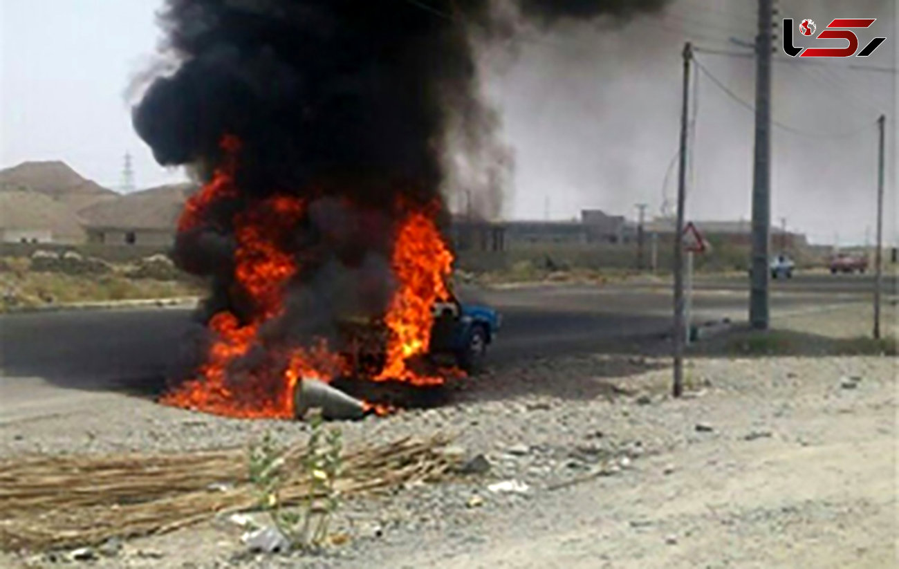حادثه دلخراش در اتوبان تهران - قزوین/ راننده ام وی ام در آتش سوخت