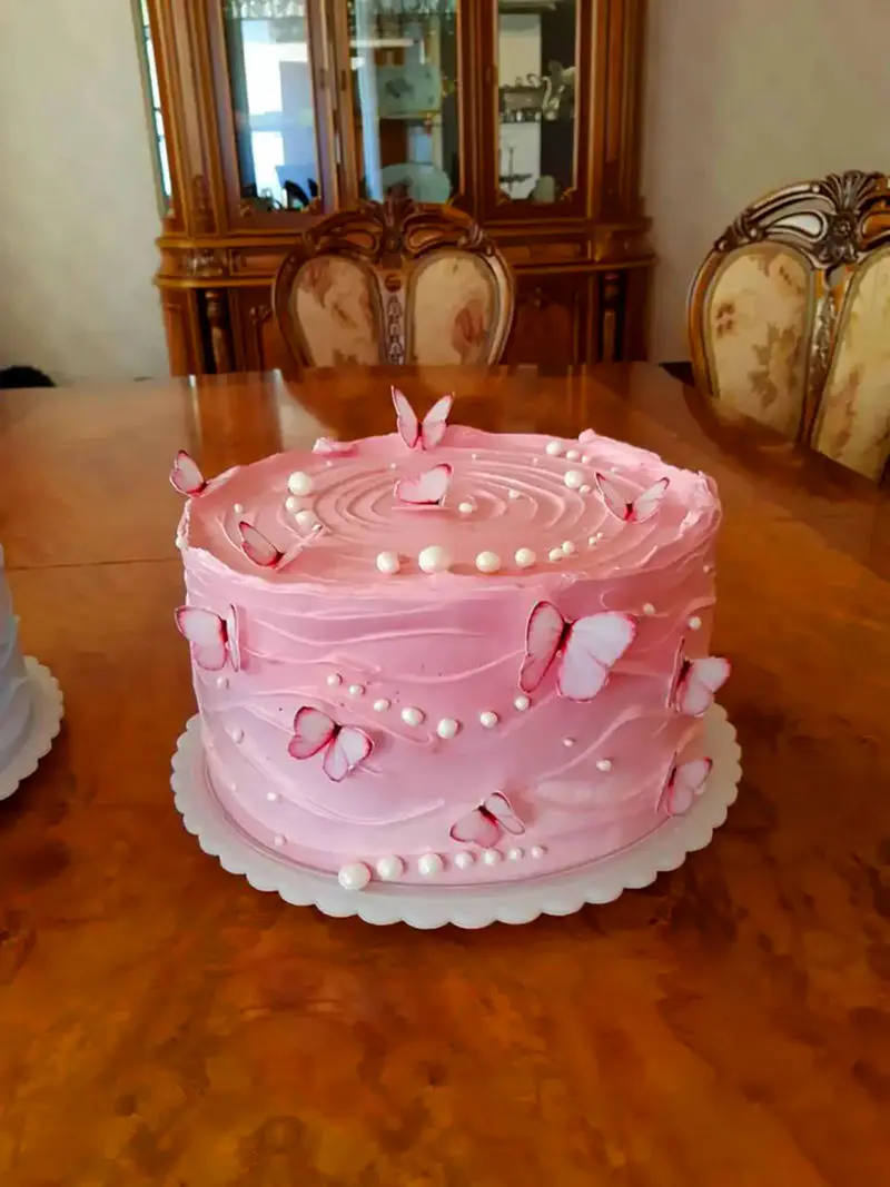 کیک تولد صورتی دخترانه عکس