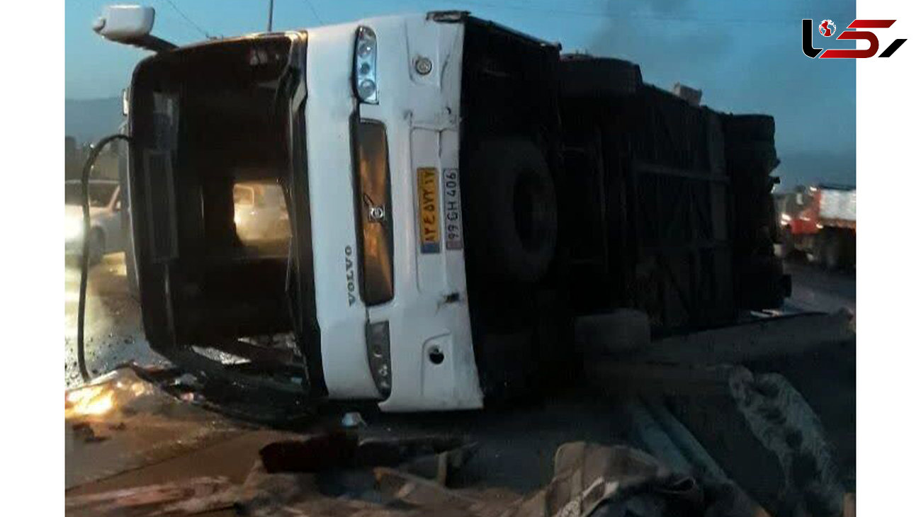 پنج نفر از مصدومان حادثه واژگونی اتوبوس در همدان اتباع خارجی هستند