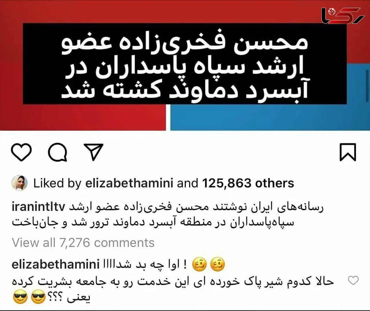 توهین بازیگر زن سینمای ایران به شهادت محسن فخری زاده + عکس