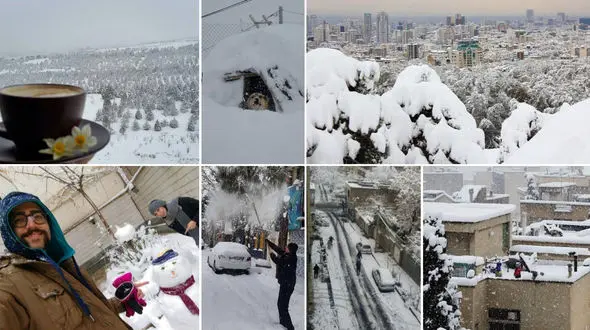 اتفاقات عجیب و دیدنی از روز برفی در تهران + فیلم و عکس