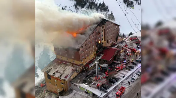 آتش‌سوزی مرگبار در پیست اسکی / هتلی که مجوز نداشت، خاکستر شد + فیلم
