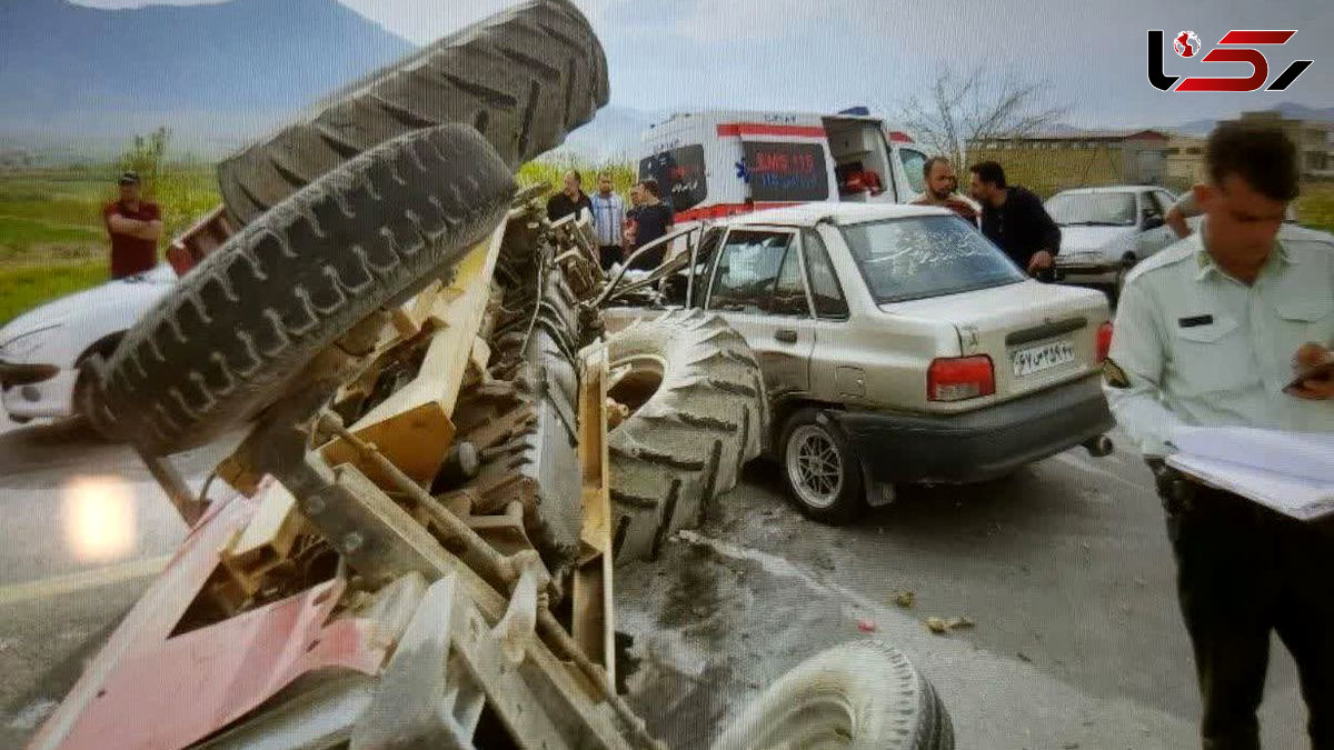 تصادف هولناک سمند با تراکتور در جاده سوسنگرد / 4 زن و مرد راهی بیمارستان شدند