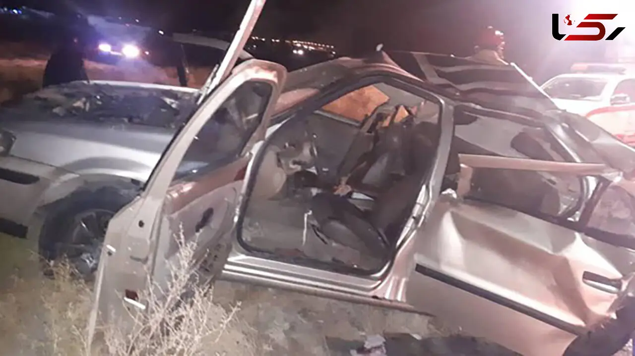 تصادف هولناک سمند با اتوبوس در جاده مراغه / 9 نفر داخل سمند له شدند + عکس