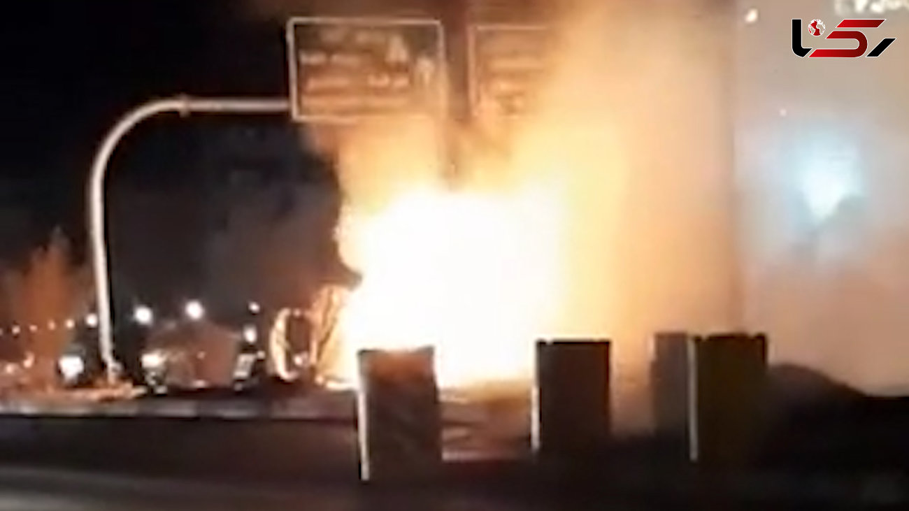 فیلم لحظه آتش سوزی وحشتناک پژو  206 در وسط خیابان / راننده گریخت +عکس