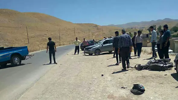 عکس تلخ / مرگ پدر و پسر موتورسوار در تکاب