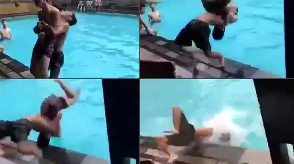 نجات معجزآسا از یک شوخی خطرناک در استخر + فیلم