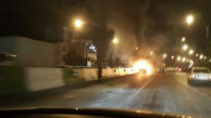فیلم آتش سوزی یک خودروی سواری  دوو روی پل سید خندان+تصاویر