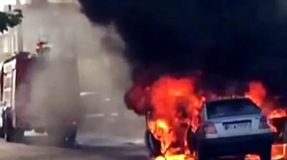 مرگ دلخراش راننده پراید حامل سوخت قاچاق در تصادف با اتوبوس 