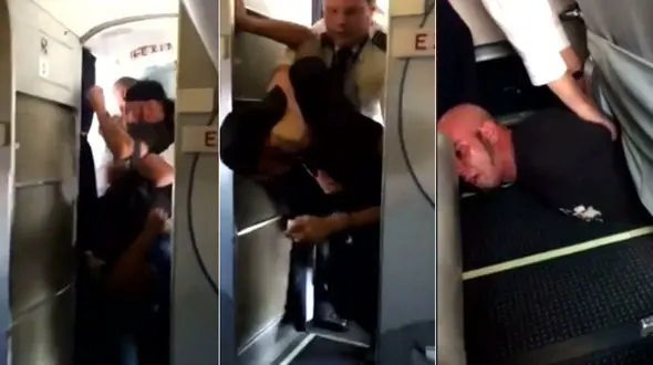 فیلم حمله وحشیانه مسافر به  مهماندار زن در هواپیما+ یک مسافر از این حادثه فیلم گرفت+تصاویر