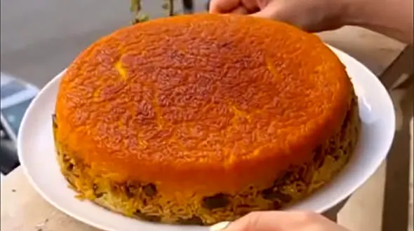 طرز تهیه ته چین لوبیاپلو مجلسی + فیلم