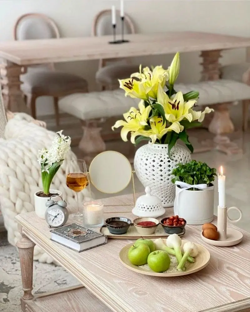 سفره هفت سین مدرن برای نوروز ۱۴۰۵ | شیک ترین مدل سفره هفت سین مدرن برای نوروز ۱۴۰۵ با بهترین ایده ها مخصوص نو عروس های باسلیقه!