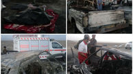 عکس / صحنه سوختن 6 نفر در آتش سوزی دو خودرو در جاده سراوان 