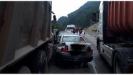 تصادف زنجیره ای 9 خودرو در سوادکوه