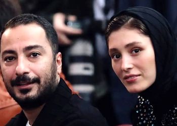 شکار ژست زیبای عاشقانه و شانه امن نوید محمدزاده برای همسر جوانش فرشته حسینی در پشت صحنه سریال جنگل آسفالت