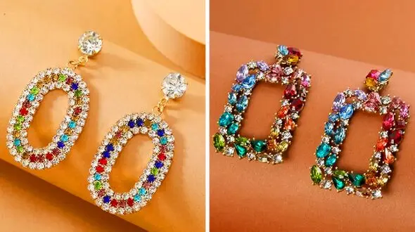15 طراحی لاکچری گوشواره کریستالی هفت رنگ برای درخشش در جمع
