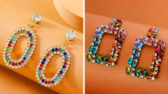 15 طراحی لاکچری گوشواره کریستالی هفت رنگ برای درخشش در جمع