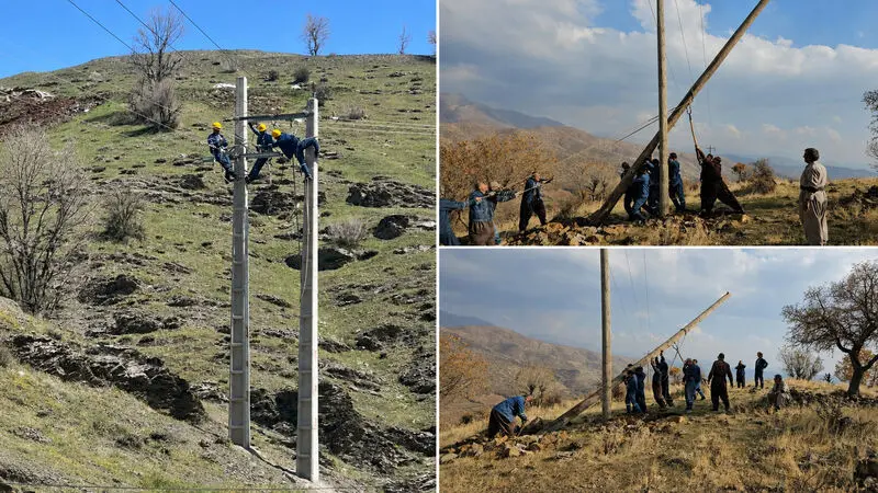 برق‌رسانی در دل کوهستان؛  روایت مردانی که بر روی دوش خود برق را به روستاهای سردشت رساندند