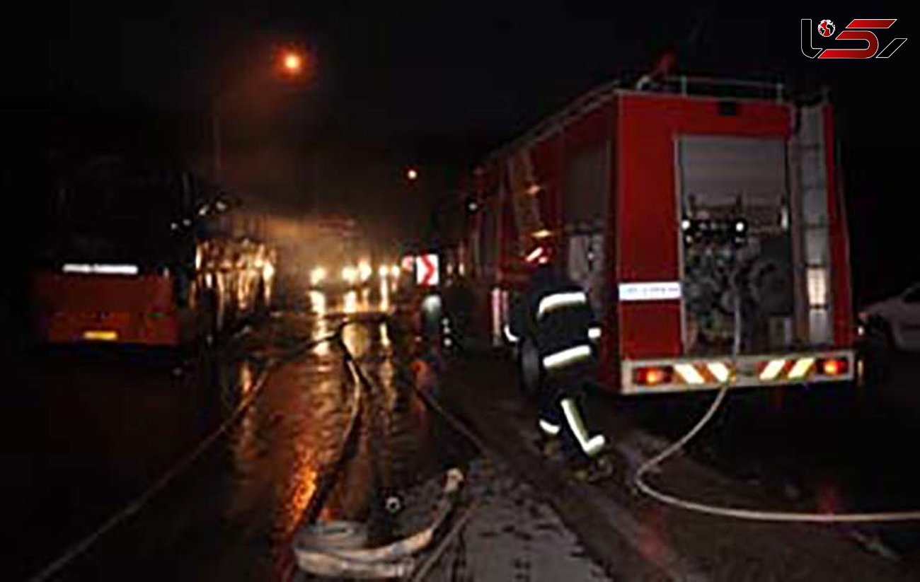 نجات جان سرنشینان اتوبوس از آتش در جاده هراز