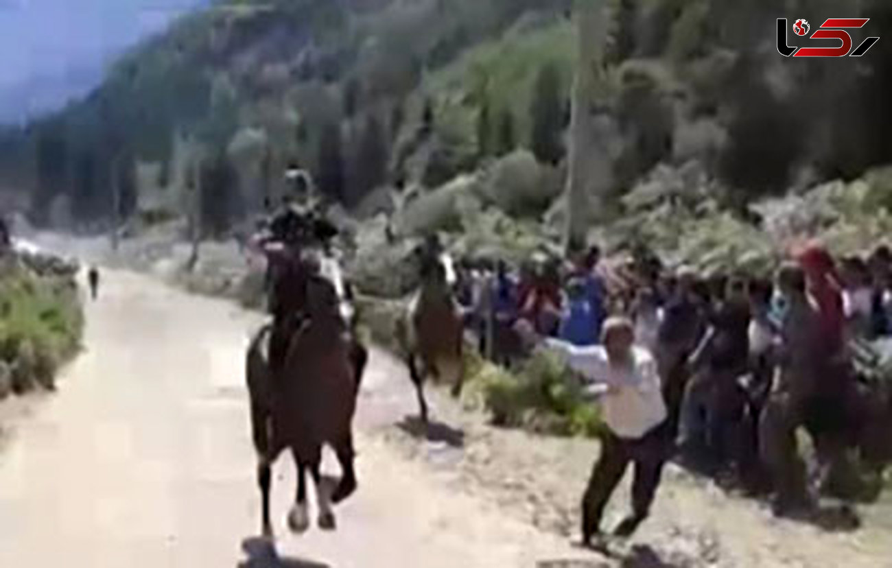 فیلم حادثه عجیب در مسابقه اسب سواری مازندران + عکس