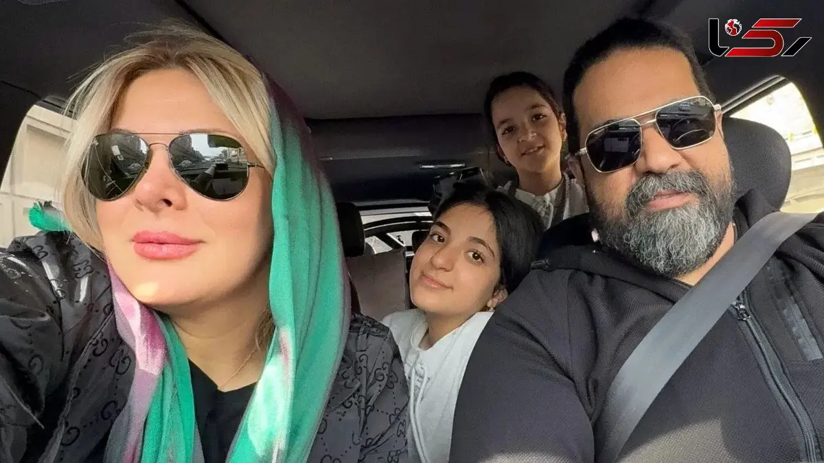 عکس /  خانواده رضا صادقی زیباترین در ایران / همسر و دخترانش همه با عینک دودی ری بن