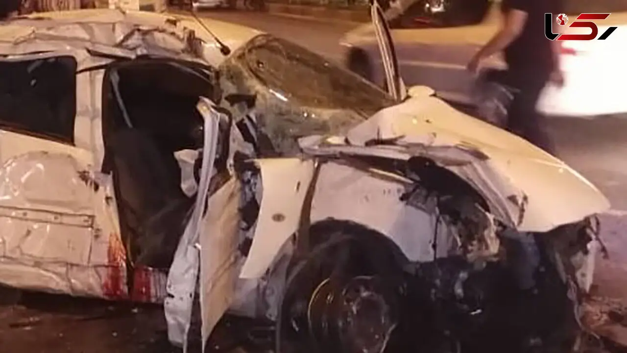 فیلم صحنه مرگ جوان تهرانی در پژو مچاله شده