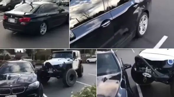ببینید مرد عصبانی چه بر سر خودروی لوکس آورد +فیلم و عکس