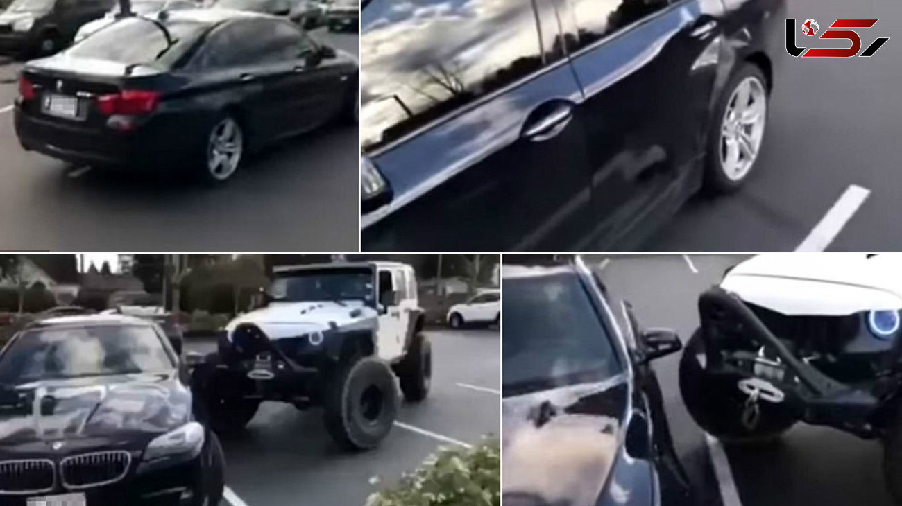 اقدام وحشیانه راننده عصبانی با خودروی لوکس در پارکینگ +فیلم و عکس
