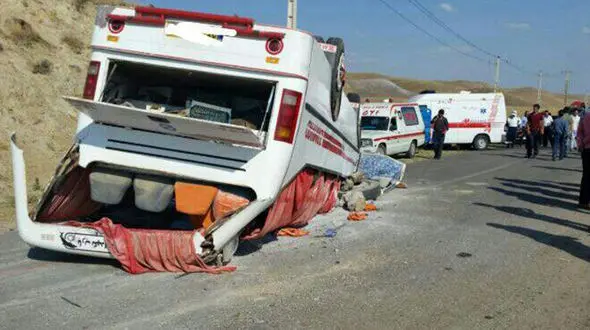 واژگونی مرگبار اتوبوس کارگران معدن مس انجرد + عکس