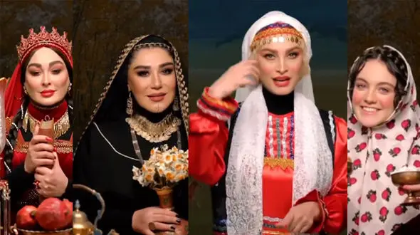 زیباترین فیلم آوازخوانی خانم بازیگران ایرانی با لباس های یلدایی! / همه شیک و عالی !