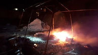 آتش سوزی چادرهای زلزله زدگان سر پل ذهاب +عکس