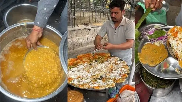 پخت غذای سنتی چوله کولچه؛ تجربه‌ ای تازه در خیابان‌ های هند + فیلم