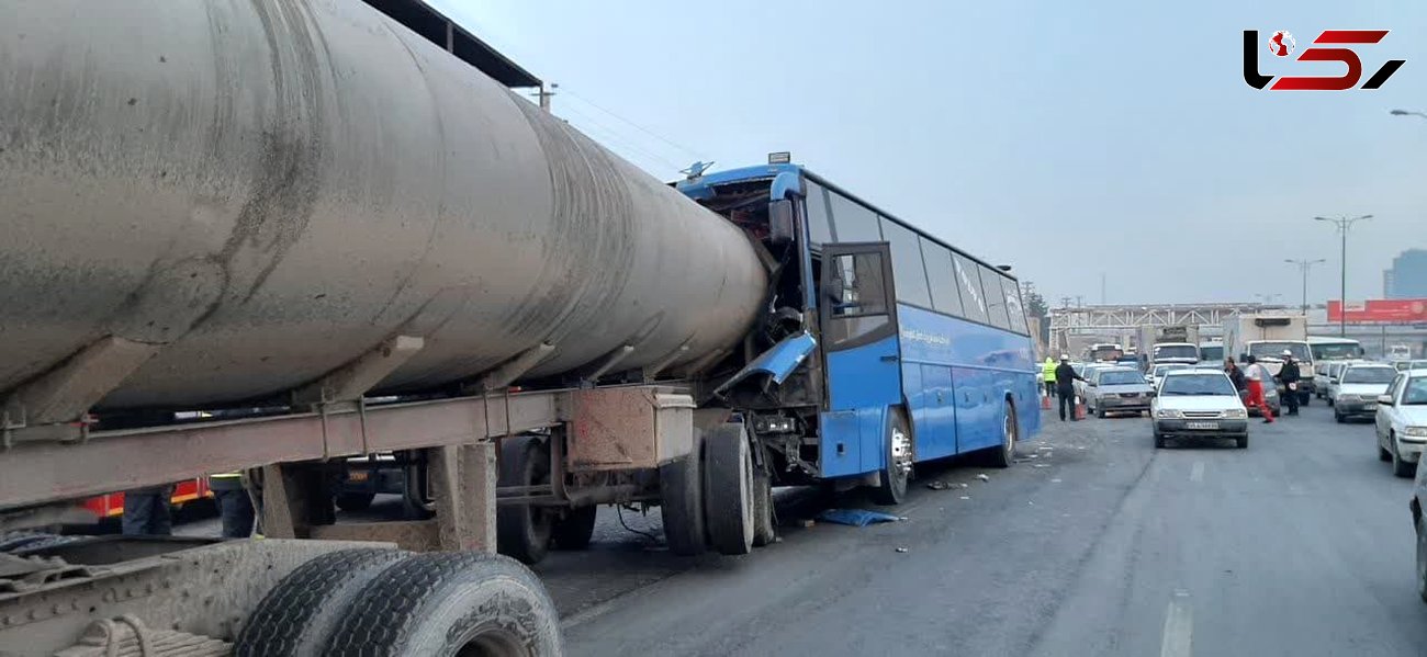 تصادف وحشتناک اتوبوس با کامیون در اصفهان !