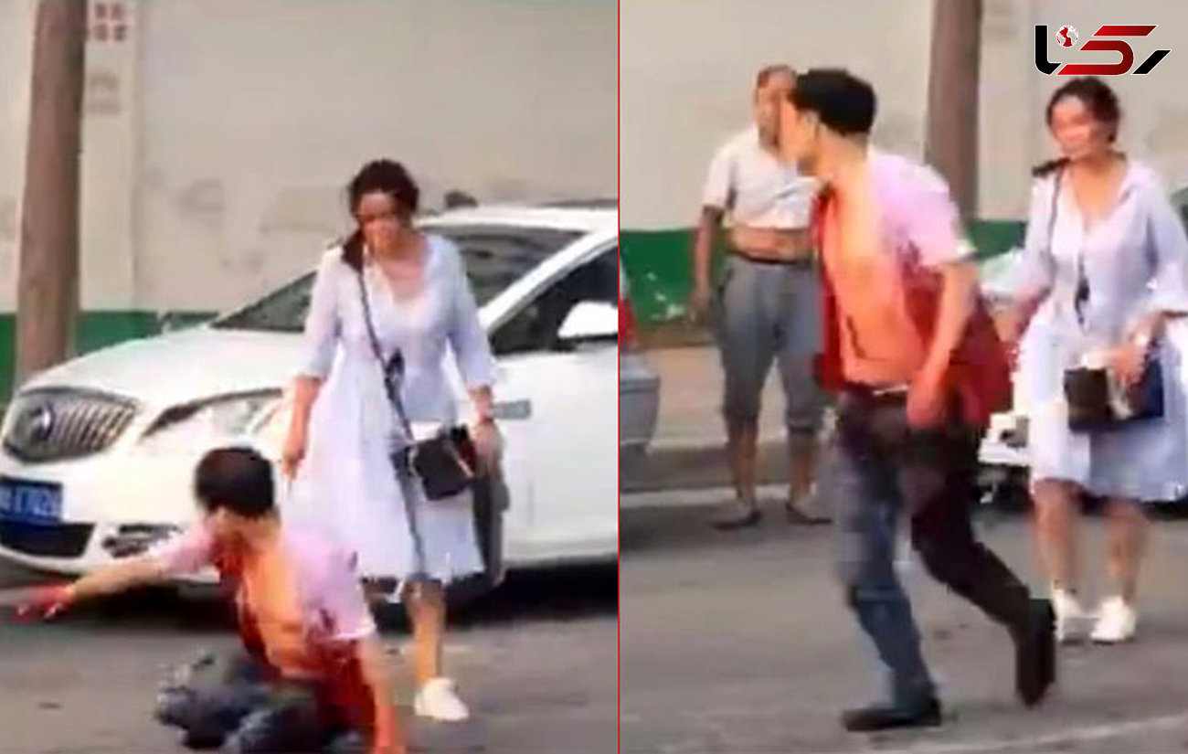 فیلم لحظه حمله یک زن با چاقو به شوهر هوس باز در وسط خیابان / مرد نتوانست از دست همسرش بگریزد+تصاویر
