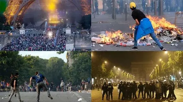 آشوب زیر برج ایفل +فیلم و تصاویر