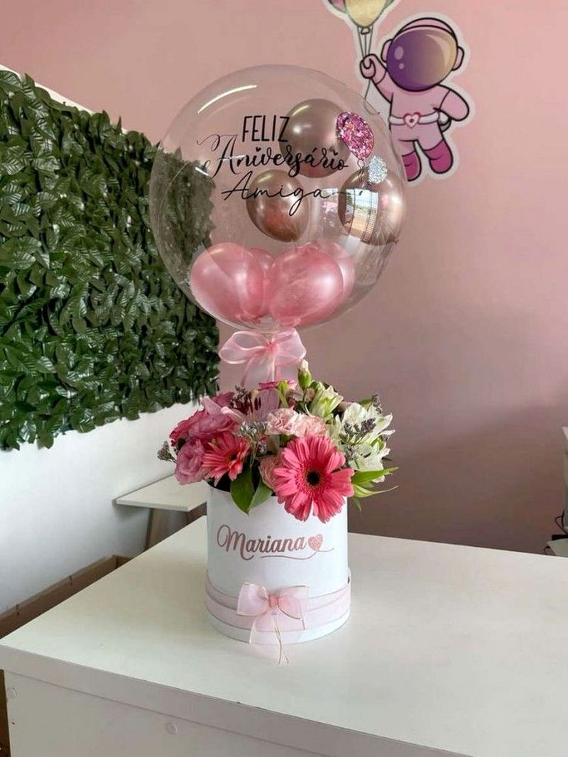 باکس گل بادکنک دار | 25 باکس گل بادکنک دار برای تولد و نوزاد بسیار جذاب در همه سبک و اندازه