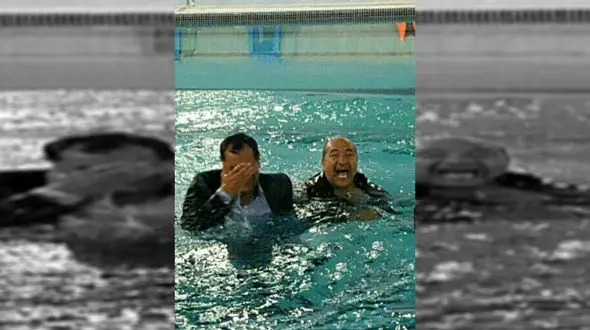 شنای نماینده مجلس و فرماندار  با کت و شلوار در استخر +عکس و جزییات