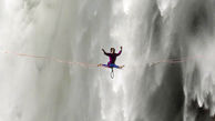 بندبازی برفراز آبشار کالیفرنیا+عکس