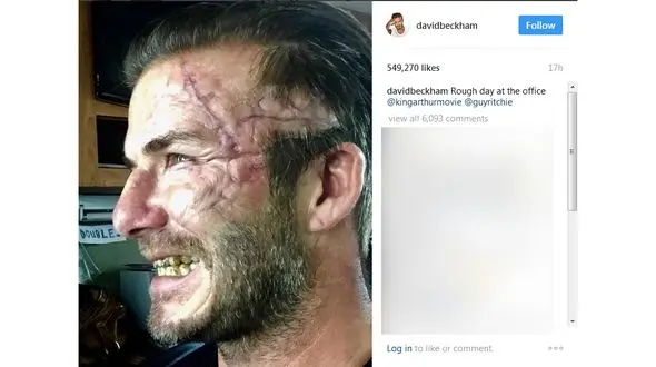 گریم عجیب دیوید بکهام در فیلم شاه آرتور + عکس