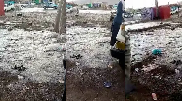 بارش تگرگ در راسک ، سیستان و بلوچستان + فیلم 