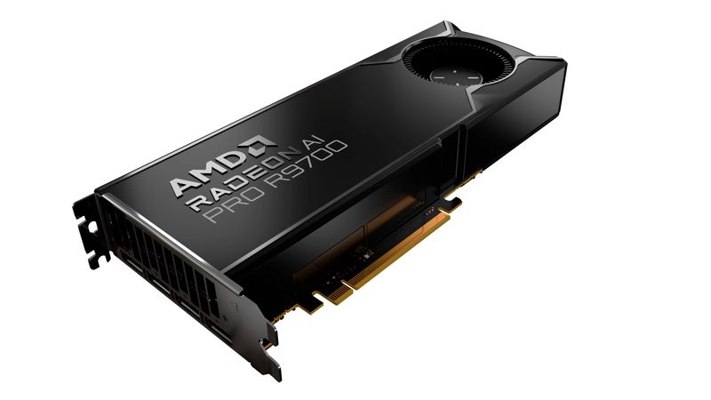 کارت گرافیک Radeon AI Pro R9700 از نمای جلو