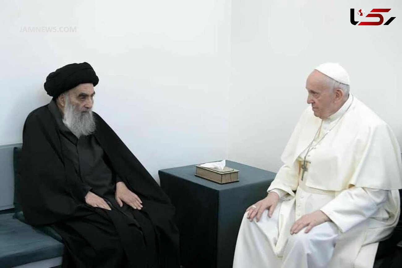 دیدار تاریخی آیت الله سیستانی و پاپ در نجف اشرف+ فیلم و عکس