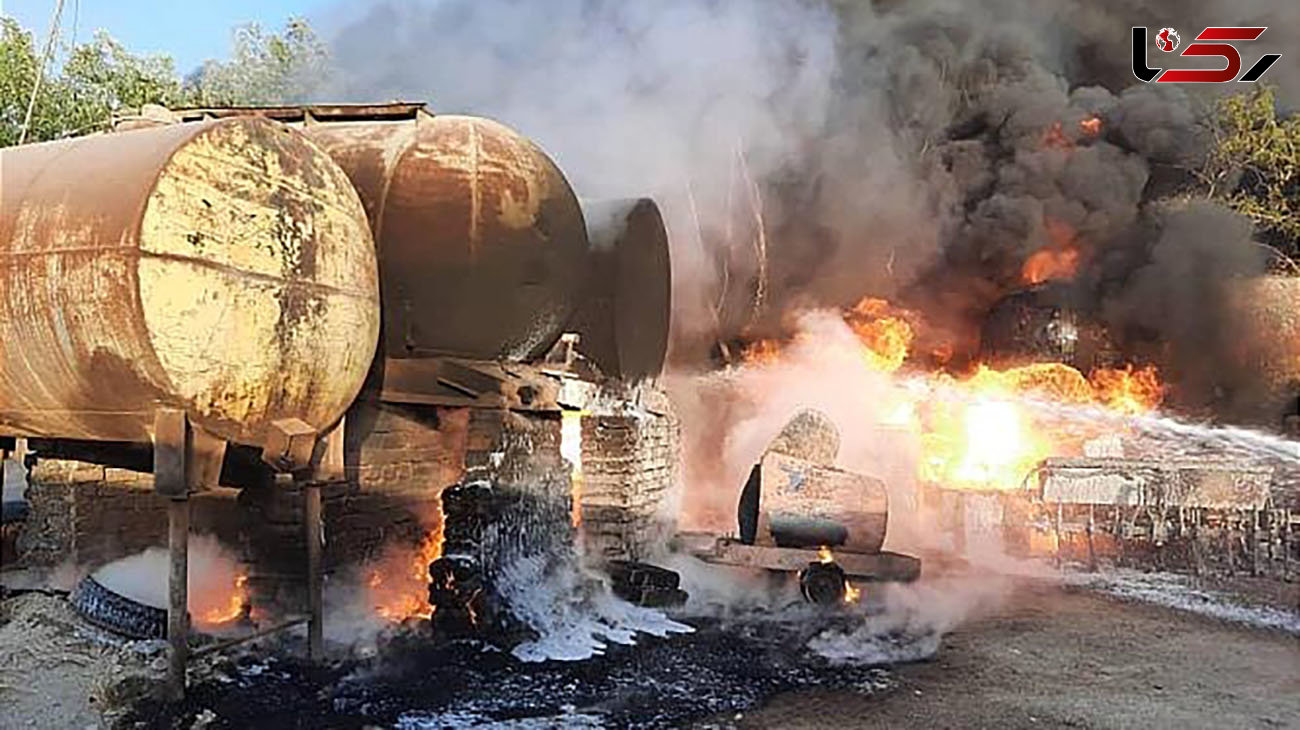 آتش سوزی مخازن گازوئیل در جاده ورامین / فاجعه ای که به خیر گذشت + عکس ها