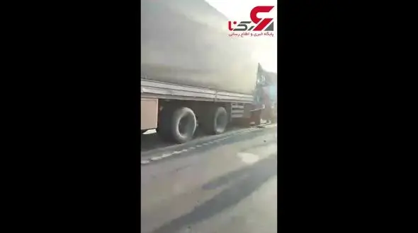 تصادف زنجیره ای خودروهای سنگین در یکی از جاده های کشور + فیلم