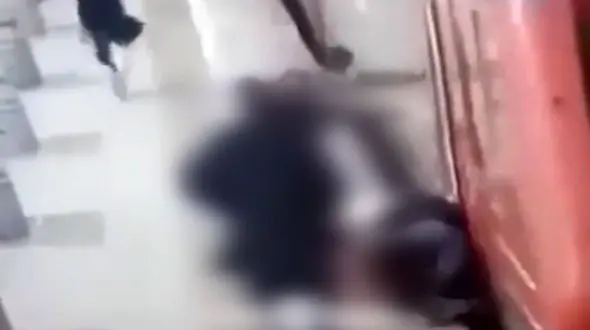 صحنه گیر افتادن یک زن در میان در قطار مترو در روسیه + فیلم
